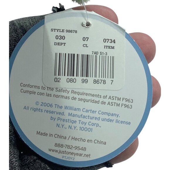 Carters Just One Year Musical Pull Crib Toy Dinosaur Plush Baby Soother NEW NWT - Picture 4 of 7